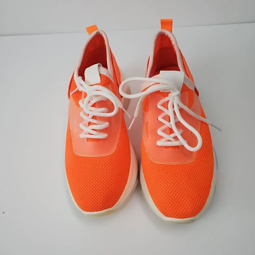 LA SHEELAH WOMEN'S CHUNKY DORRIN 10 SNEAKER SIZE 6 1/2 NEON ORANGE